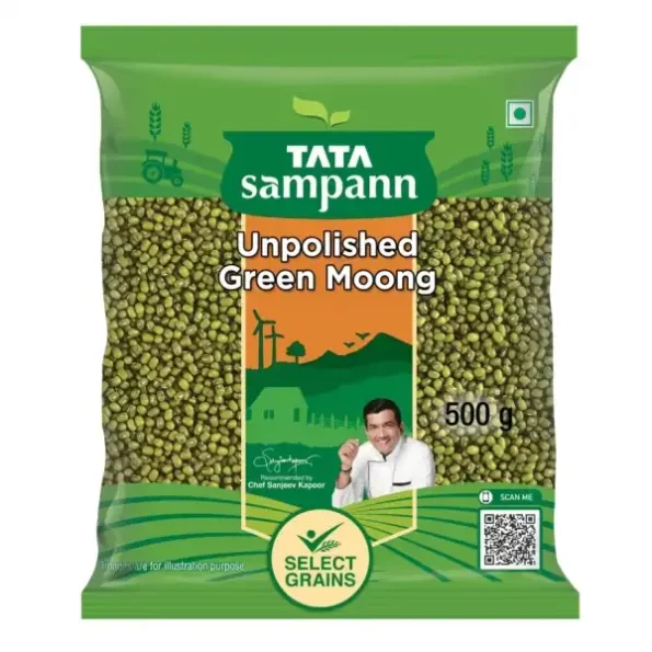 Tata Sampann Unpolished Green Moong Dal (Whole), 500g available on Herbkart