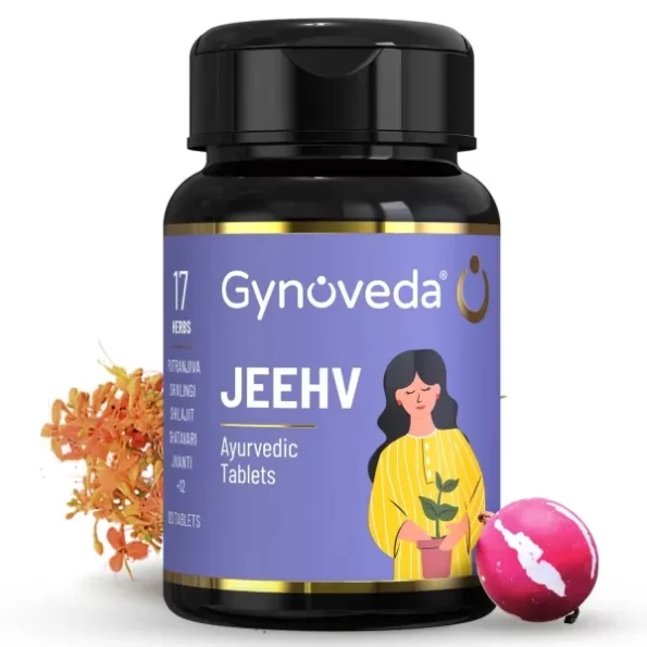 Gynoveda Jeehv with Putrajeevak Beej and Shivlingi Beej Ayurvedic Tablet for Pregnancy Support available on Herbkart