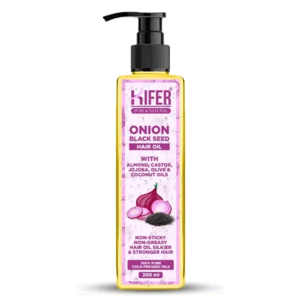 Kifer Onion Black Seed Hair Oil With Jojoba, Almond, Castor, Jojoba, Olive & Coconuts Oil - 200ml available on Herbkart