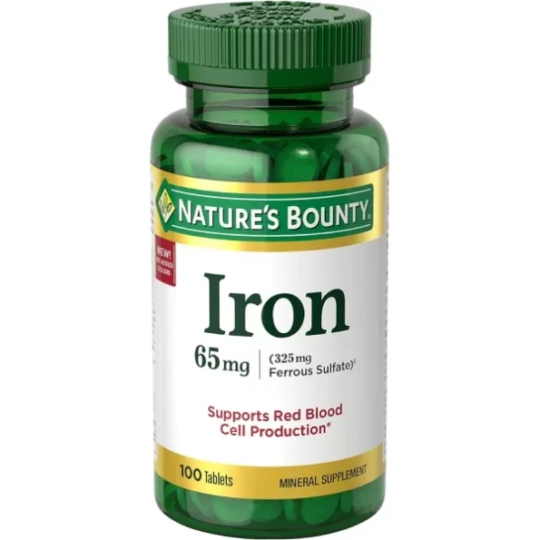 Nature's Bounty Iron Ferrous Sulfate, Cellular Energy Support, 100 Tablets, Herbkart8t761bzkcTph20L.webp, Herbkart8t761bzkcTph20L