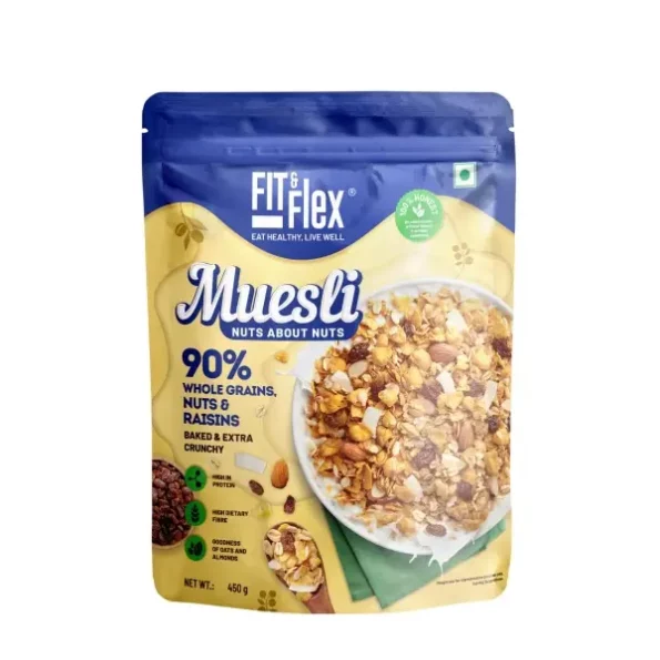 FIT & FLEX Baked And Healthy Rich Cereal Muesli - 450 Gm, Herbkart8t781KN202kcQJL.webp, Herbkart8t781KN202kcQJL