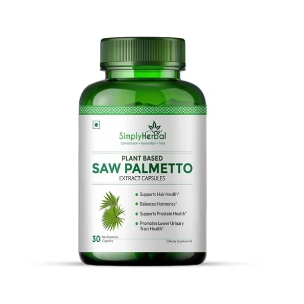 Simply Herbal 800mg Organics Saw Palmetto Extract Supplement 30 Veg Capsules available on Herbkart