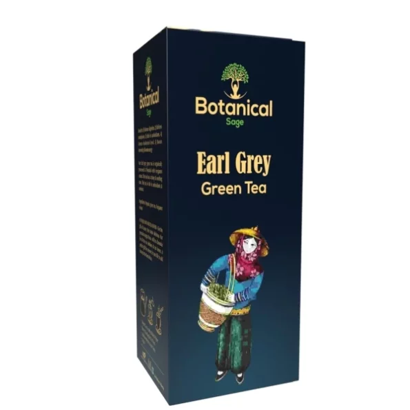 Botanical Sage Earl Grey Green Tea 40 Pyramid Teabags available on Herbkart