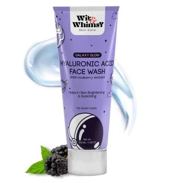 Wit & Whimsy Galaxy Glow Hyaluronic Acid Face Wash with Mulberry Extract - 100ml available on Herbkart