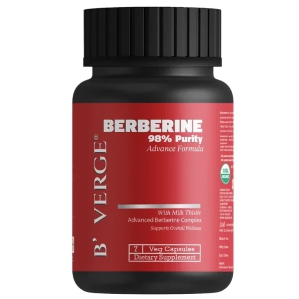 BVERGE Berberine Supplement 98% (berberis vulgaris) 7 Veg Capsules available on Herbkart