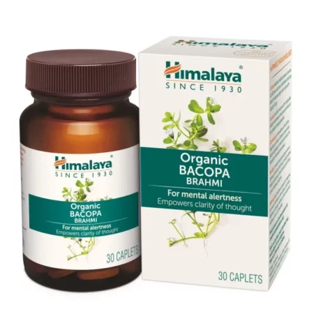 Himalaya Organic Bacopa (Brahmi) I For Mental Alertness I Improves Memory Score by 30%* I Supports Positive Mood I 100% Natural I 30 Veg Caplets