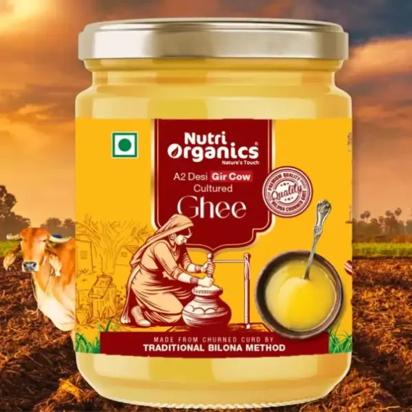 Nutri Organics Pure Desi A2 Cow Ghee 500ml available on Herbkart