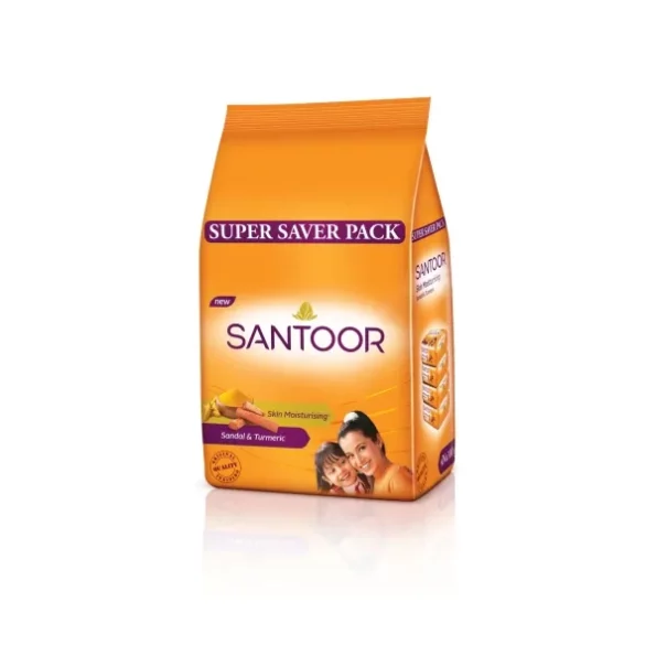 Santoor Skin Moisturizing Sandal & Turmeric Bathing Soap, Pack of 4, 100g each available on Herbkart