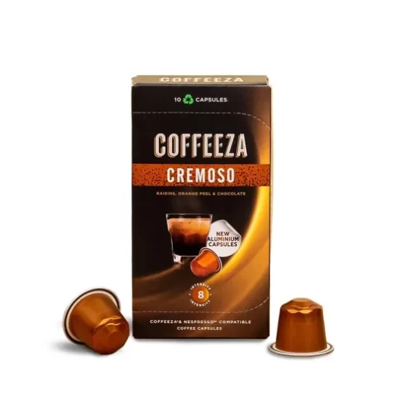 COFFEEZA Cremoso Aluminium Coffee Capsules, Intensity 8/10 - (Box Of 10) available on Herbkart