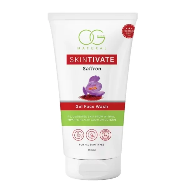 OG BEAUTY Natural Skintivate Saffron Gel Face Wash | Gently Cleanses & Nourishes Skin | Enriched with Saffron Extract | | Promotes Soft & Smooth Skin |150ml, Herbkart8t761p2P58MePL.webp, Herbkart8t761p2P58MePL