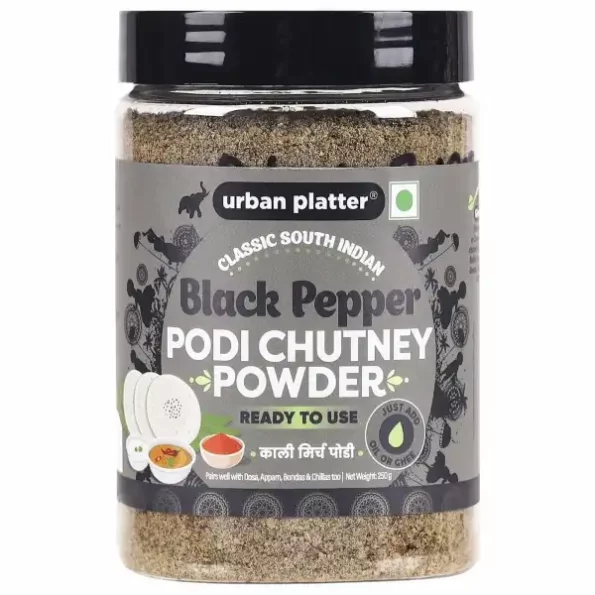 Urban Platter Classic South Indian Black Pepper Podi Chutney Powder, 250g available on Herbkart