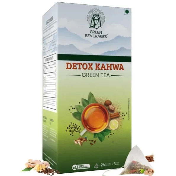 Green Beverages Detox Desi Kahwa Green Tea Box (27 Pyramid Bags) available on Herbkart