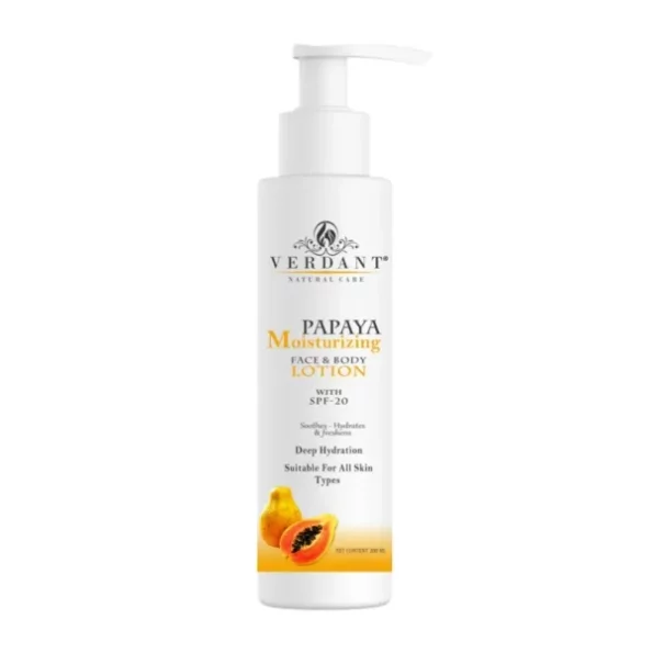 Verdant Natural Care Advanced and Deep Hydration, Moisture, Nourishing & Skin Brightening Papaya Body Lotion with SPF 20 - 200 ml available on Herbkart