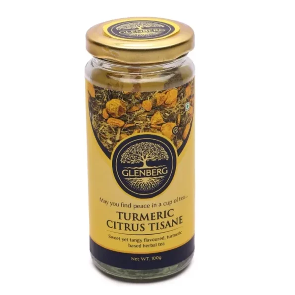 Glenberg Turmeric Citrus Tisane | Caffeine Free Herbal Tea Blend with Turmeric, Lemon Peel and Licorise (Mulethi) (Provides immunity support) & Free Premium Wooden Spoon | 100 Gm, 50 Cups, Herbkart8t77108bXZMAXL.webp, Herbkart8t77108bXZMAXL