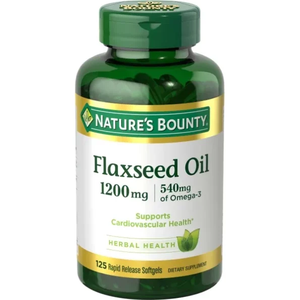 Natures Bounty Flaxseed Oil 1200 mg - 125 Capsules available on Herbkart