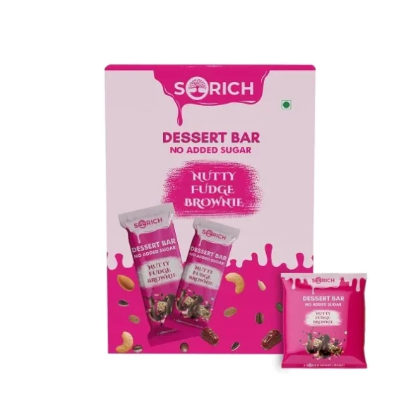 Sorich Organics Dessert Energy Mini Bars Nutty Fudge Brownie, Pack of 16 x 15gm available on Herbkart