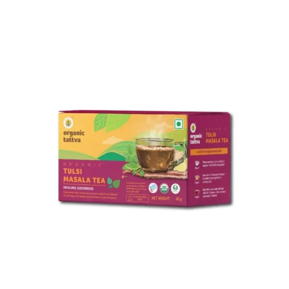 Organic Tattva, Organic Tulsi Masala Tea - 20 Tea Bags available on Herbkart