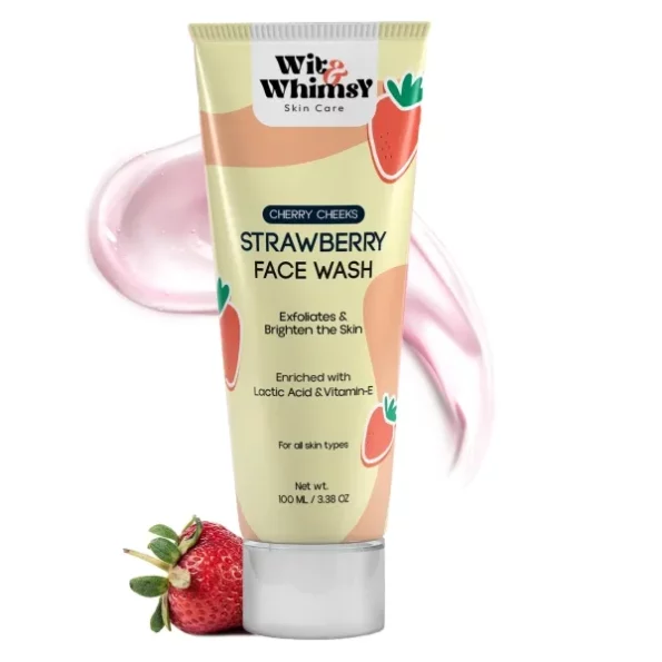 Wit & Whimsy Cherry Cheeks Strawberry Face Wash Enriched With lactic Acid & Vitamin E - 100ml available on Herbkart