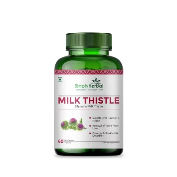 Simply Herbal Milk Thistle Extract for Liver Detox - 60 Capsules available on Herbkart