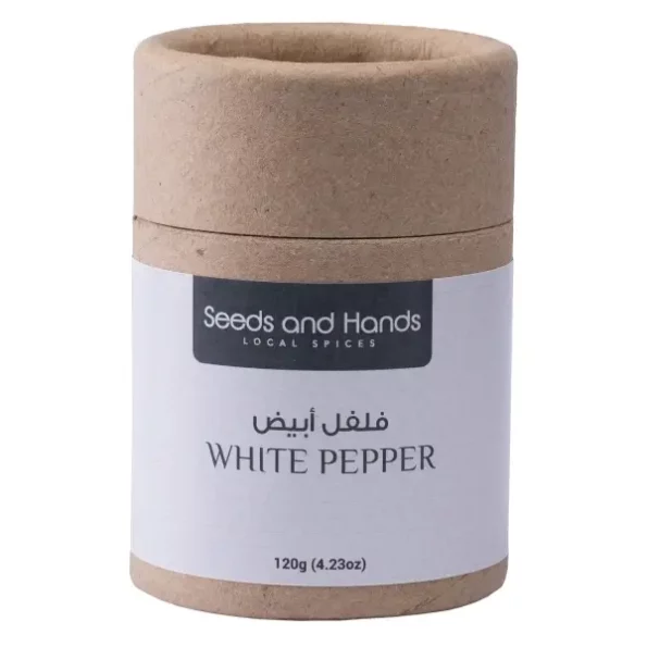 Seeds and Hands Wayanad White Pepper/Safed Mirch Whole (Eco-Friendly Paper Tube 120g) available on Herbkart