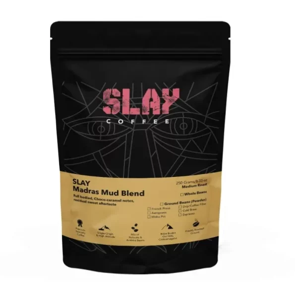 SLAY Madras Mud South Indian Style Filter Coffee Beans, Freshly Roasted, Medium Roast, 250g available on Herbkart