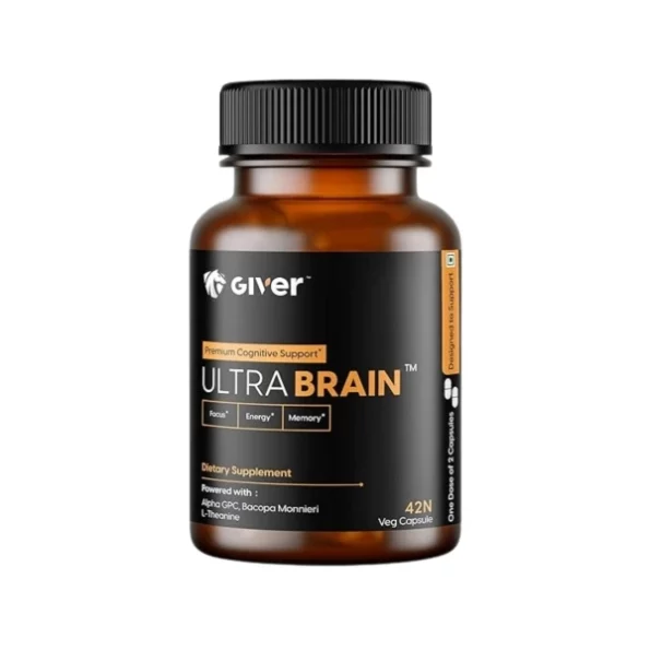 Giver Nutrition Ultra Brain Nootropic Brain Supplement - 42 Veg Capsules available on Herbkart