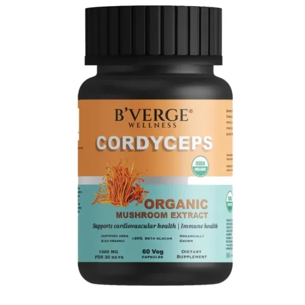 BVERGE Cordyceps mushroom Extract Supplement 500mg (60 Capsules) available on Herbkart