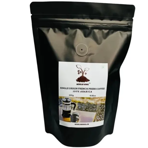 MokkaFarms Single Origin 100% Arabica Coffee - Ground French Press 250g, Medium-Dark Roast available on Herbkart