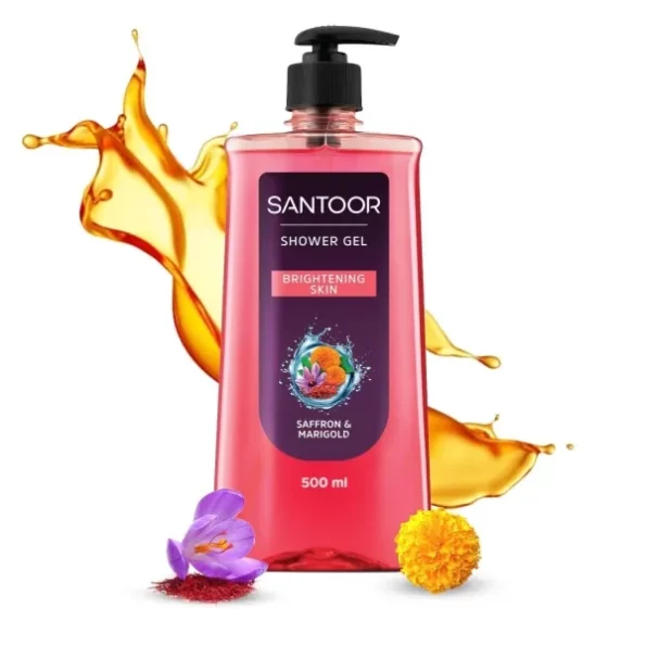 Santoor Brightening Shower Gel With Natural Saffron & Marigold Extracts 500ml available on Herbkart