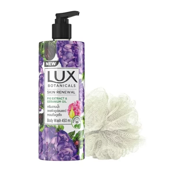 Lux Botanicals Skin Renewal Shower Gel, Free Loofah, 450 ml available on Herbkart