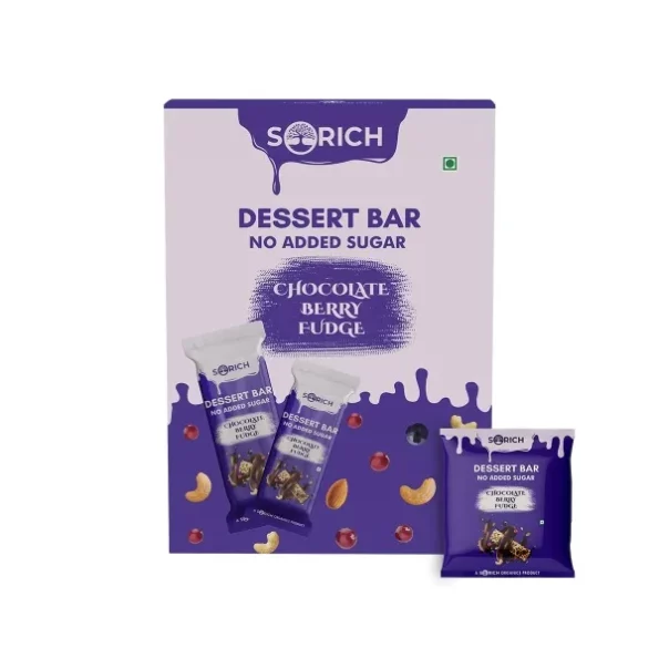 Sorich Organics Dessert Energy Mini Bars Chocolate Berry Fudge, Pack of 16 x 15gm available on Herbkart