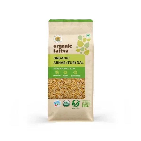 Organic Tattva Arhar (Tur) Dal, 500g available on Herbkart