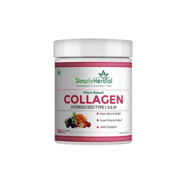 Simply Herbal Plant Based Collagen Powder Natural Peptide Builder Supplement 150 gm available on Herbkart