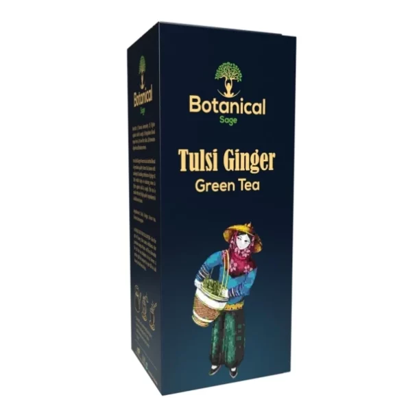 Botanical Sage Tulsi Ginger Green Tea 30 Pyramid Tea Bags available on Herbkart