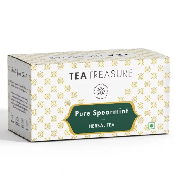 Tea Treasure Spearmint Herbal Tea Bags (25 Pyramid Tea Bags) available on Herbkart