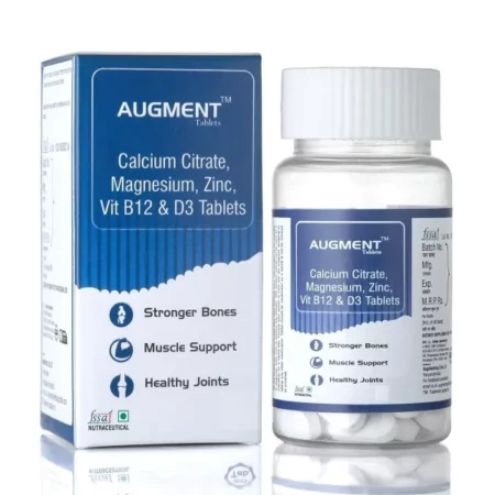 Augment Calcium Citrate 1000mg Tablets enriched with Magnesium440mg, Zinc, Vit.B12 & D3 for Stronger Bones, Muscles and Joints-30Tablets