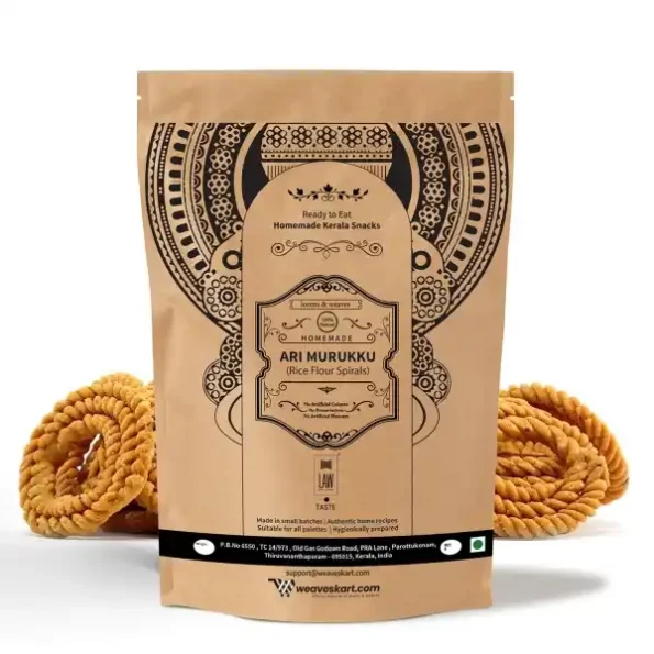 looms & weaves - Ready to eat Kerala Snacks - Ari Murukku/Rice Flour Spirals - 250 gm available on Herbkart