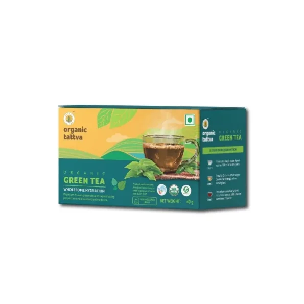 Organic Tattva, Organic Premium Assam Green Tea, 20 Tea Bags available on Herbkart