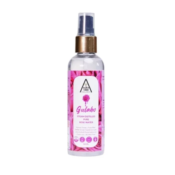 AuraTree 100% Desi Gulab Steam disttiled Pure Rosewater for face 100 ml available on Herbkart