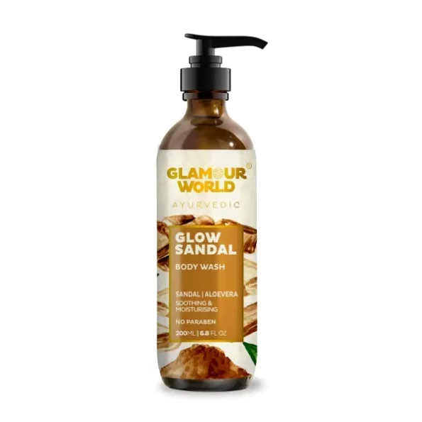 Glamour World Ayurvedic Glow Sandal Body Wash, 200 ml available on Herbkart