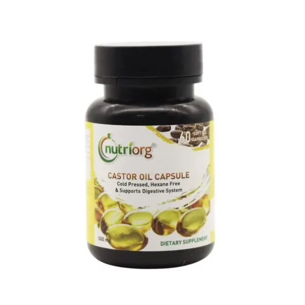 Nutriorg Castor Oil Capsules 60 Softgels Bottle available on Herbkart