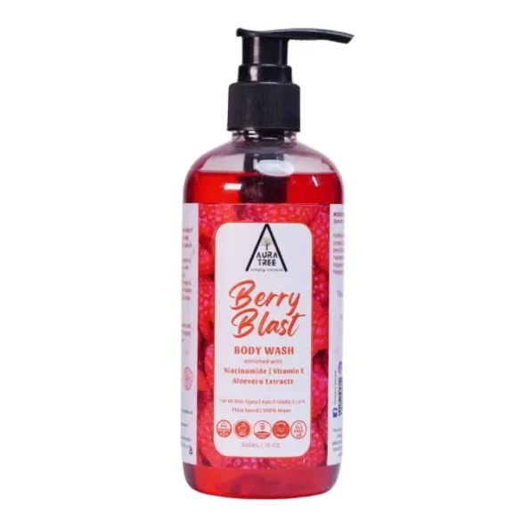 AuraTree Berry Blast Body wash with goodness of aloevera, niacinamide, 300ml available on Herbkart