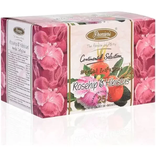 Premiers Rosehip & Hibiscus Herbal Tea, Caffeine Free, 100% Pure and Authentic, 25 Tea Bags, 375 GMS available on Herbkart