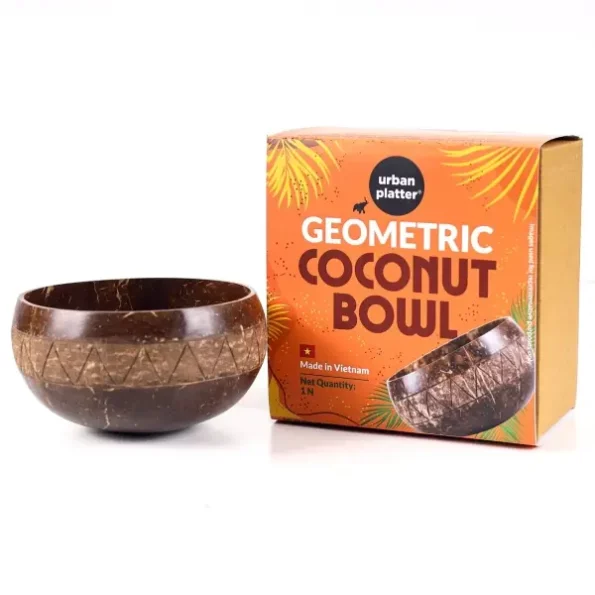 Urban Platter Geometric Coconut Bowl, 1 Unit available on Herbkart