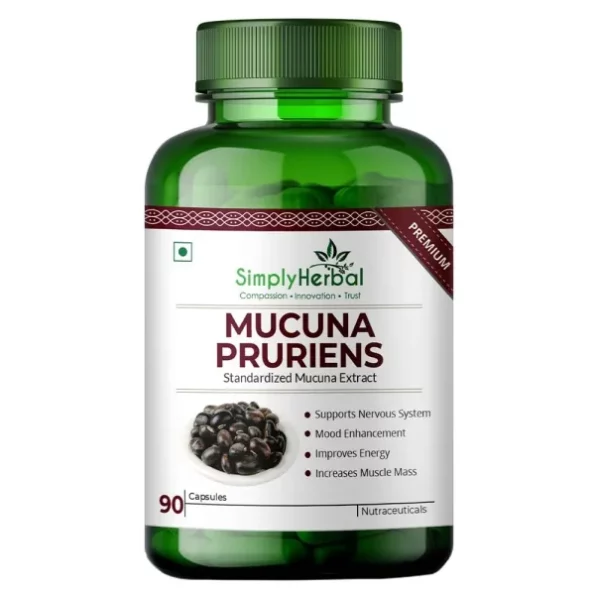 Simply Herbal Mucuna Pruriens Kapikachhu Extract Supplements 500mg - 90 Capsules available on Herbkart