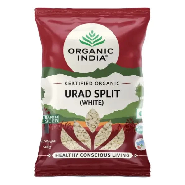 ORGANIC INDIA Low Fat and Rich in Iron Organic Urad Dhuli Split (white) -500gm available on Herbkart