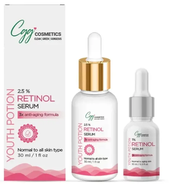 CGG Cosmetics Retinol Facial Serum & FREE 10 ml Sample of 1% Retinol Serum available on Herbkart