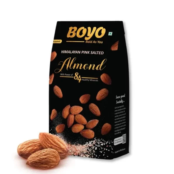 BOYO Almond 200gm, Himalayan Pink Salted and Roasted Almonds available on Herbkart