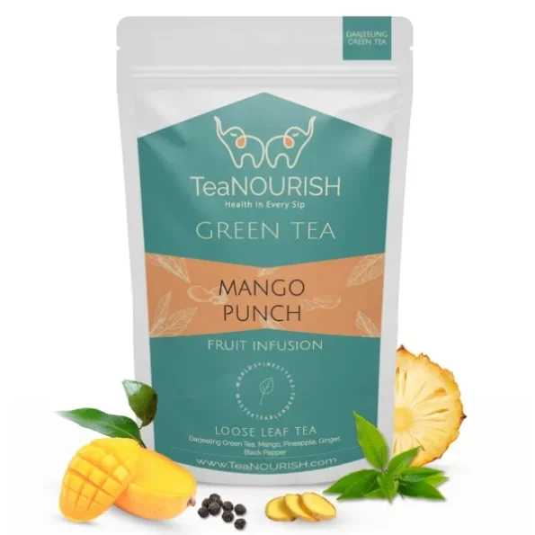 TeaNOURISH Mango Punch Green Tea - 100 g available on Herbkart