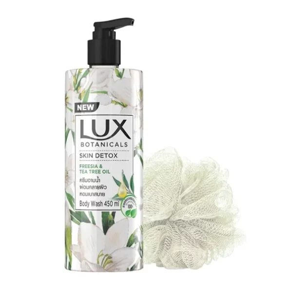 Lux Botanicals Skin Detox Shower Gel, Free Loofah, 450 ml available on Herbkart